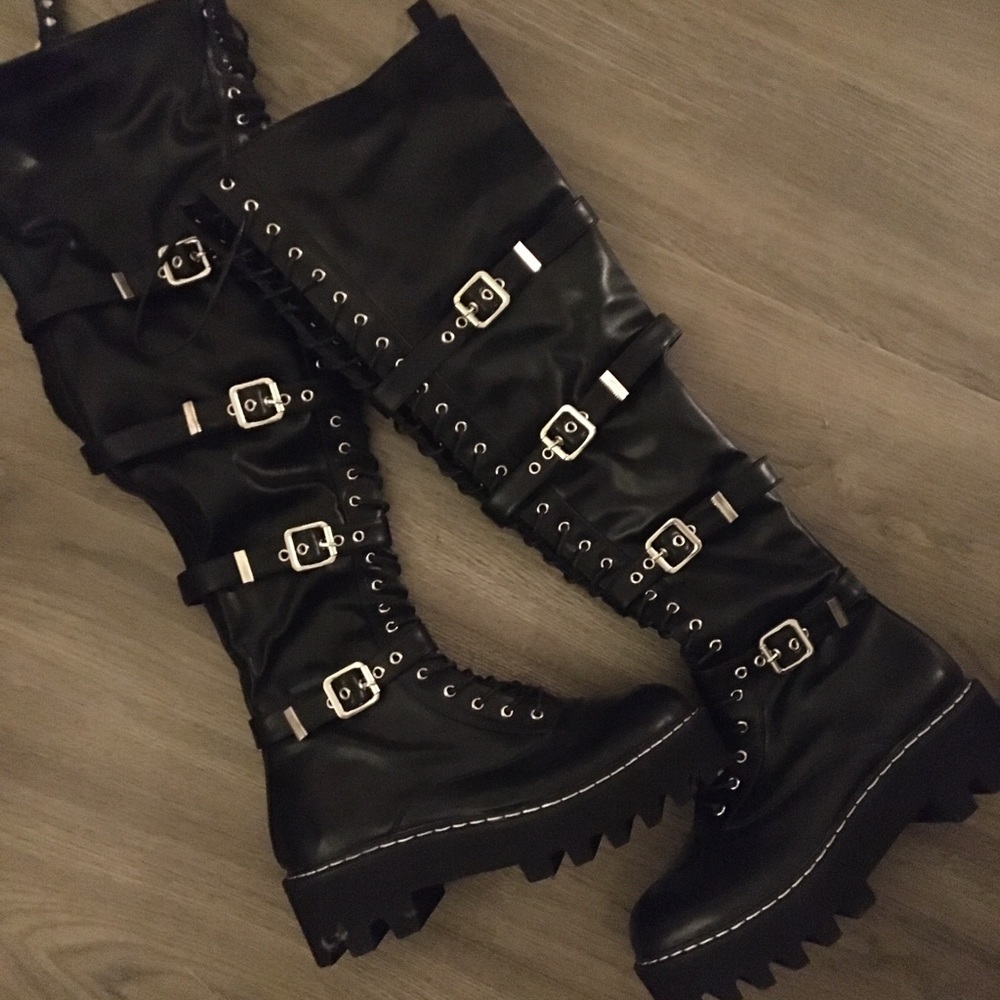 Above Ankle Boots, silver hardware.